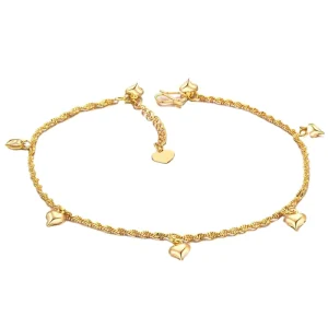 18k Gold Heart Anklet Women Stainless Steel Anklets Ladies Foot Chain Ankle Bracelet