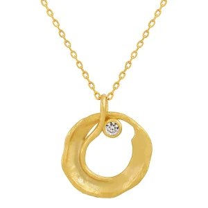 18k Gold Hollow Circle Zircon Pendant Necklace for Women 925 Sterling Silver Fashion Chain Gemstone Jewelry