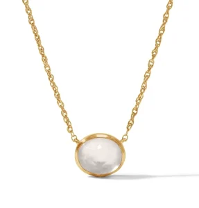 18k Gold Plated 925 Silver Iridescent Clear Crystal Nassau Solitaire Necklace for Women