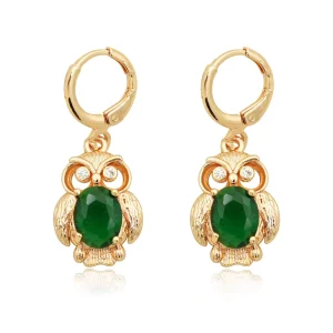 18k Gold Plated Animal Owl Earrings Cubic Zirconia Small Hoop Earring Round Multicolor Crystal Owl Earring Women Fashion Jewelry