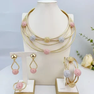 18k Gold Plated Jewelry Set Women Necklace Earring Set Brazilian Gold Jewelry