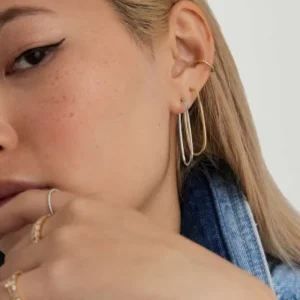 18k Gold Plated Paper Clip Earring Stainless Steel Jewelry Stainless Steel Earrings for Women Costume Jewelry