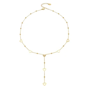 18k Gold Plated Stainless Steel Heart Pendant Necklace Fashion Jewelry for Women