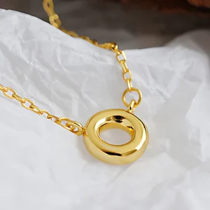 18k Gold Rondelle Pendant Necklace for Women 925 Sterling Silver Fashion Chain Girls Jewelry Designer Custom Jewelry