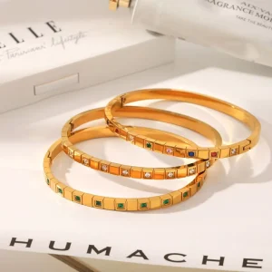 18k Gold plated Stainless Steel Women’s Zircon Bracelet Fashion Waterproof Non Fading Bracelet Jewelry