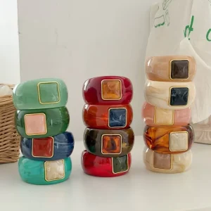 19 Colors Acrylic Square Bracelet Fashion Jewelry for Women Men Jewelry