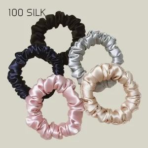 19Momme Pure 100% Silk Scrunchies Vintage & Sweet Party Style Hair Accessories for Women & Girls