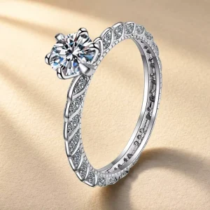 1CT Brilliant Cut Moissanite Fine Jewelry Timeless 925 Sterling Silver Rhodium Plated Bulk Custom Luxury Rings