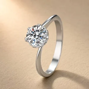 1CT Fine Brilliant Cut Moissanite Jewelry Romantic 925 Sterling Silver Rhodium Plated Prong Setting Luxury Rings