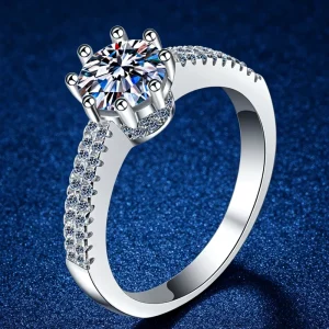 1CT Fine Moissanite Jewelry Timeless 925 Sterling Silver Luxury Engagement Rings Manufacturer