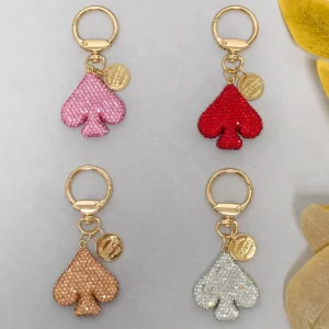 1PC Fashion Key Ring Lovely Heart Rhinestone Pendant Keychain for Bag Key Accessories for Friends Gift