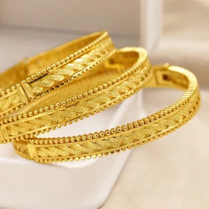 1PCS Fashion Dubai 24K Gold plated Twisted Pattern Bangle style Ornament Middle Eastern Lady Wedding Engagement Gift Bracelet