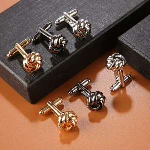 1Pair Alloy Twisted Knot Cufflinks Men Elegant Style Shirt Suit Cuff Links Jewelry Twist Cufflinks for Father’s Day Gift