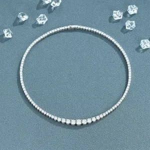 1ct Gradient Moissanite Claw Setting Pendant Necklace Rhodium Plated 925 High grade Pure Silver Quadrilateral Fashionable Office