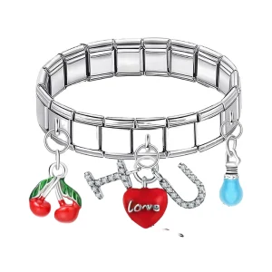 1pc Stainless Steel Fashion Headscarves Style Cherry Light Bulb Charms Blue Light Bulb Pendant Diy Jewelry Making Gift