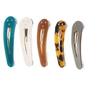 2.5 Inch Metal Hair Clips Classic Tortoiseshell Acetate Snap Hair Clip Inlay Rhinestone Hairpins for Thick Hair