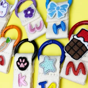 2.5cm Replaceable Color Ring Small Twill Strap Korean Charm Iron Patches DIY Polyester Durable Valentine’s Day Bag Lanyard Tag