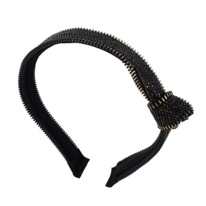 2.5cm Zipper Knotted Rhinester Fabric Plastic Headband for Women Girls Hair Accessories