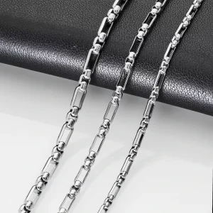 2.5mm 3.0mm 3.5mm Figaro Stainless Steel Handmade Long Box Anklet Necklace Square Pearl 3:1 NK Chain for DIY Jewelry Making