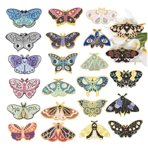 20 Styles Vintage Butterfly Moth Enamel Lapel Pin Fashion Ladies Brooch Set Combination Metal Printing Cartoon Insect Clutch
