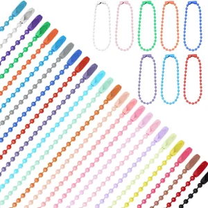 2000 Packs 12cm Long Metal Color Painted Ball Chain with Buckle Iron Bead Chain for DIY Clothing Tag Accessories