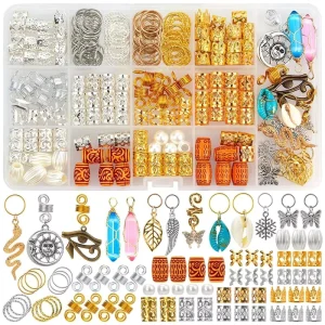 200pcs Braiding Hair Rings Pendants Hair Jewelry for Dreadlocks Hair Accessories Charms