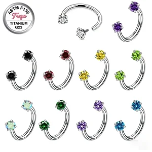 20G Colorful Zircon Nose Rings for Women G23 Titanium Daith Tragus Cow Nose Piercing Jewelry Natural Diamond Hoop Earrings