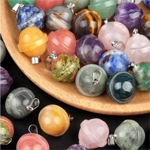 20mm Natural Agate 3D Crystal Ball Creative Planet Galaxy Pendants & Charms for Jewelry Making Fashion Necklaces Accessory