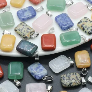 20mm Natural Agate Healing Crystals Heart Square Shape Fashion Pendants Charms Jewelry Accessories Crystal Crafts