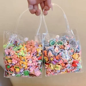 20pcs Cute Candy Color Mini Thumb Hair Ties Set Small Rubber Bands Hair Accessories for Girls Sweet Style for Kids