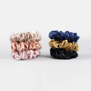 22 Momme 6A Mulberry Silk Scrunchies Handmade Women Large 3.5cm Hair Ties Solid Color Custom Logo