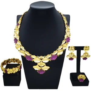 24K Gold Jewelry Set Available Purple Beads Jewelry Sets Fashion Women’s Costume Accessories HZ23088175
