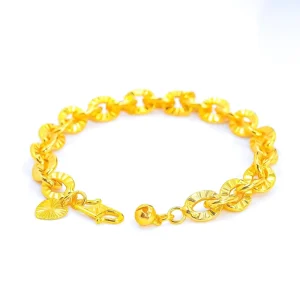 24K Gold plated Geometric Trendy Zircon Bracelet Chain & Link Design Unisex Accessories Brass Jewelry