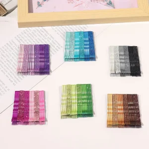 24Pcs bag Latest Hair Pins Accessories Girls Bling Glitter Women Candy Color Metal Bobby Pins Hairpins for Bun Salon