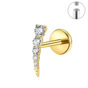 24k 18K Internally Threaded ASTM F136 Titanium Labret Flat Back Earring Piercing Jewelry