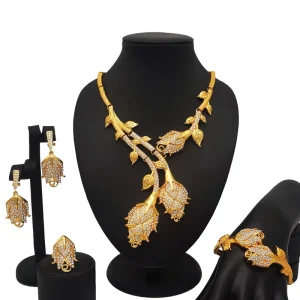 24k Fashion Jewelry Set Costume Brazilian Gold Jewelry Set Women Gold Jewelry Sets BJW19