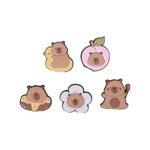 25 Styles Capybara Anime Alloy Gold Plated Brooch Pins Cosplay Comic Button Enamel Unisex 14-16y Gift