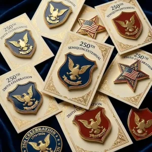 250th Anniversary Commemorative Eagle Enamel Pin Collection Patriotic American Star Flag Shield Lapel Pins Card Set