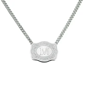 26 English Letter Belt Buckle Necklace Embossed Stainless Steel Necklace Belt Buckle Shaped Necklace