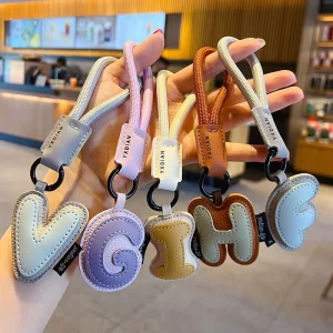 26 English Letter Keychain Creative PU Leather Bag Charm Cute Fashion Hanging Pendant Gift