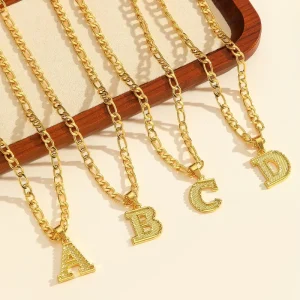 26 Letters Pendant Necklace Stainless Steel Chain High Sense Versatile Women Clavicle Jewelry
