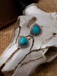 26 Western Till Retro Vintage Turquoise Texas Cowboy Black and White CheckeredPendant Dangle Earrings for Women Fashion Jewelry