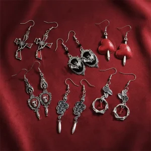 27 Styles Gothic Style Earrings Fashion Jewelry Spider Skull Punk Halloween Earrings
