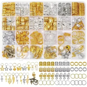 294PCS Metal Hair Accessories Set Fashionable Braid Loop Pendant Accessories Hair Ring for Braids