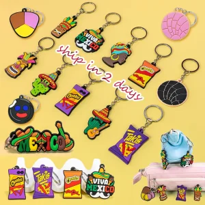 2D PVC Rubber Keychain Custom Logo Mexico Colorful Snack Design Keychain for Business Advertising Event Giveaways