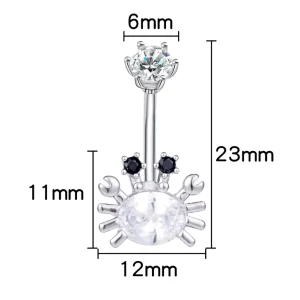 2g Stainless Steel Zircon Wedding Hiphop Crab Style Navel Piercing Belly Button Ring Women’s Body Jewelry
