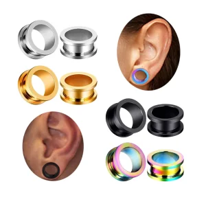 2mm-22mm Ear Plug Tunnels Gauges Stretching Kit Stainless Steel Screw on Double Flared Expander Body Jewelry