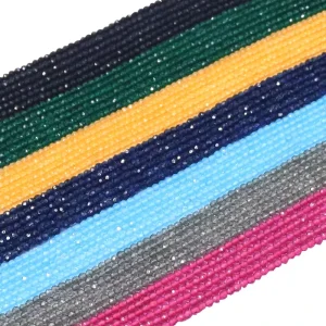 2mm Glass Faceted Rondelle Crystal Beads Multi Colors Crystal Hydro Glass Beads for Fashion Jewelry Garment Makings