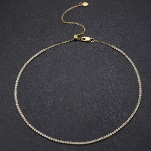 2mm3 Moissanite Brilliant Cut 925 Silver Rhodium Gold Plated Hip hop Necklace Women’s Light Luxury Design Choker Conventional