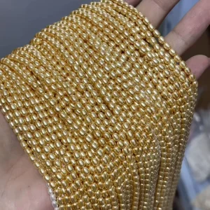 3*4mm Glass Jujube Rice Shaped Imitation Pearl Beads Gold White Pink Gray DIY Handmade Bridal Jewelry Making